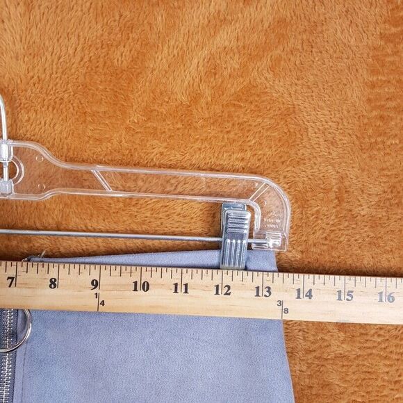 SEEK THE LABEL Womens Skirt Small Gray Mini Zip Front Stretch Faux Suede - Picture 8 of 10